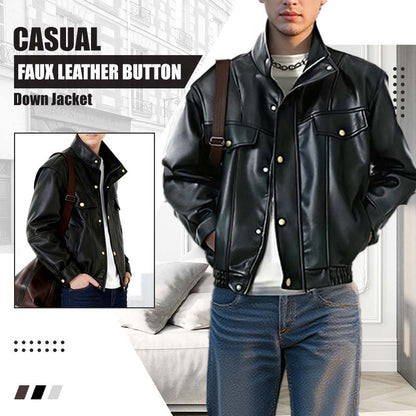 Casual jasje van imitatieleer met knopen