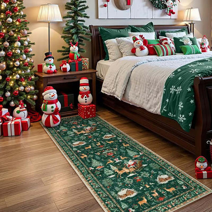 🎄💥 Rol de kerstmagie in seconden uit! Dit antislip vloerkleed met rendieren en kerstman tovert elke kamer om in een winterwonderland – zacht, warm en direct feestelijk.