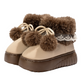 Warme, zachte slip-on platformschoenen met pompons voor dames