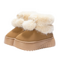 Warme, zachte slip-on platformschoenen met pompons voor dames