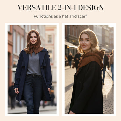 Gebreide balaclava-capuchon met knopen voor dames