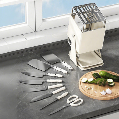 🔪🤖 50% KORTING! 30° Roterende Messenhouder – draai & klik, elk mes binnen handbereik. Stil, compact, antislip. Geschikt voor 6-8 messen, bespaart 50% aanrechtruimte!