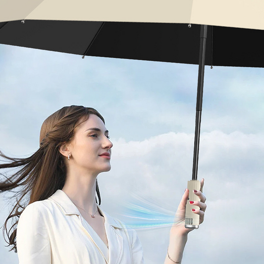 Automatik 2-in-1-Regenschirm mit integriertem Ventilator
