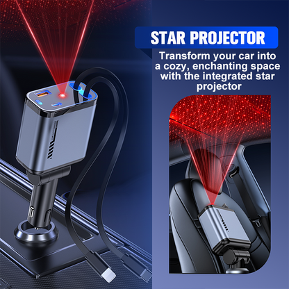 🌟🚗 50% KORTING! Verander je auto in een sterrenhemel én laad 4 apparaten tegelijk op – met intrekbare kabels, geen rommel meer! 120W snelladen, 2 USB + Type-C & Lightning, slimme beveiliging tegen oververhitting！