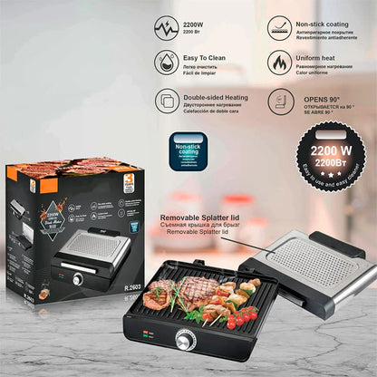 ⏳Beperkte aanbieding⏰Rookvrije binnengrill 2200 W met antiaanbaklaag🥩