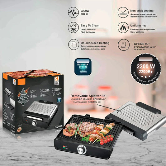 ⏳Beperkte aanbieding⏰Rookvrije binnengrill 2200 W met antiaanbaklaag🥩