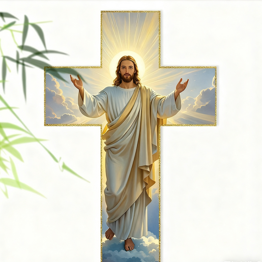 Retro wanddecoratie met Jezus Christus-kruis