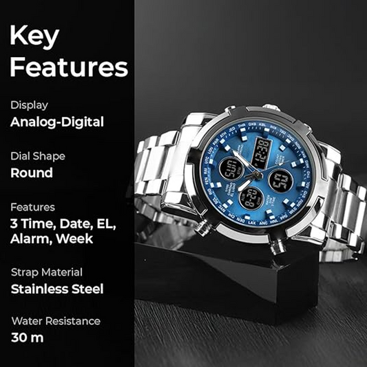 Waterdicht militair herenhorloge (analoog-digitaal)