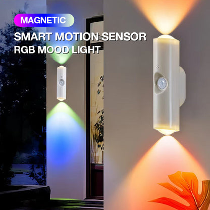 Slim LED-nachtlampje met bewegingssensor – dimbare RGB-kleurveranderende wandlamp – USB-oplaadbaar – gradiënt – magnetisch en plakbaar – sfeerverlichting voor slaapkamer, gang en entree – interieurdecoratie accessoires