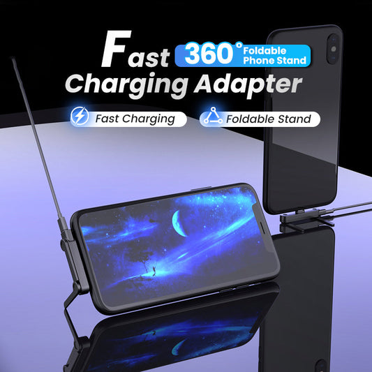 Snelle oplaadadapter met 360° opvouwbare telefoonstandaard