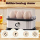 Multifunctionele eierstomer – 200W, 220V, transparant deksel, stoomtechnologie, voor eieren, groente en dumplings, RVS basis, automatische uitschakeling.