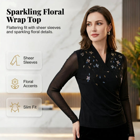 Elegante wikkelblouse met V-hals en versieringen voor dames