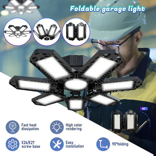 Heldere led-garagelamp met buigbare panelen