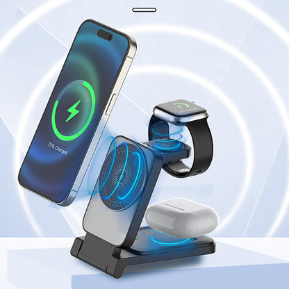 ⚡📱 50% KORTING! Nooit meer kabelwirwar! Deze 3-in-1 opvouwbare magnetische oplader laadt telefoon, smartwatch én oordopjes tegelijk op – 15W snelladen, overal mee naartoe!