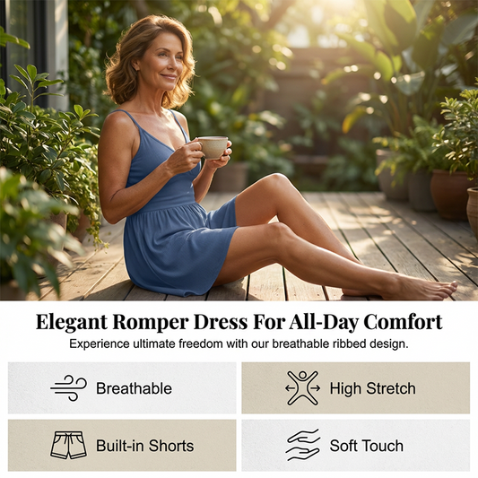 🥳💃 Laatste dag! 50% KORTING! Deze geribbelde jumpsuit laat je benen eindeloos lijken, en het verborgen broekje zorgt dat je nooit meer bang bent voor een windvlaag! Ademend, flatterend, en je billen kruipen nergens heen!