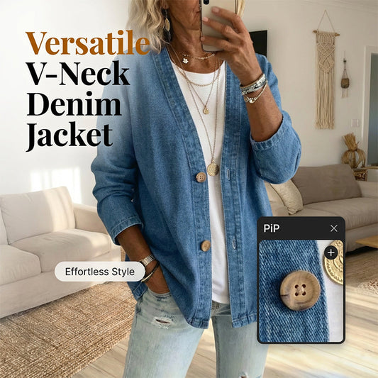 Klassiek jeansjack met knopen aan de voorkant voor dames