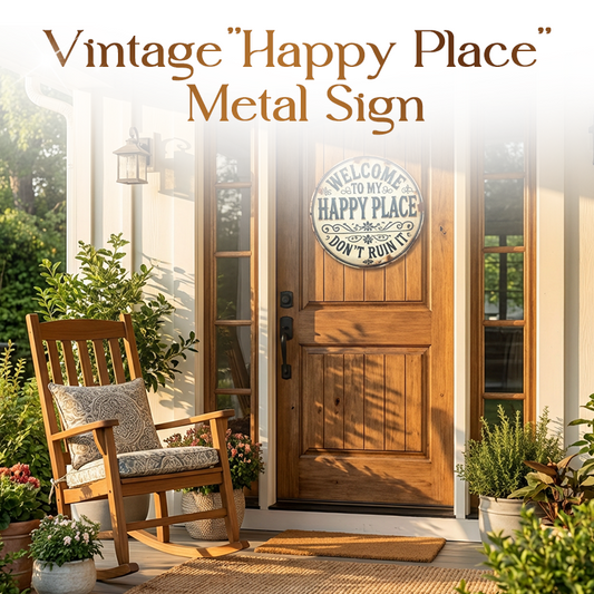 Vintage metalen bord met de tekst "Happy Place"