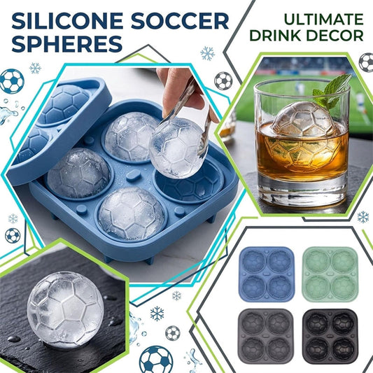 ⚽🥂 50% KORTING! Stop met het verpesten van je cocktail met smeltende klontjes! Deze siliconen voetbal-ijsbal mal maakt perfecte ballen van 5,5 cm die langzaam smelten en je drank ijskoud houden – zonder te verdunnen.
