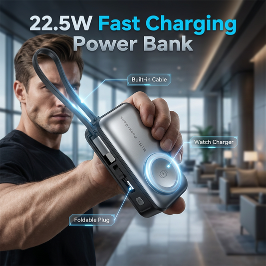 📱🧲 50% KORTING! Alsof je een Zwitsers zakmes met 5000mAh in je broekzak hebt dat je telefoon, oordopjes én horloge tegelijk draadloos oplaadt! Ingebouwde kabel, magnetisch, en het stopt in élk zakje – geen kabelchaos meer.