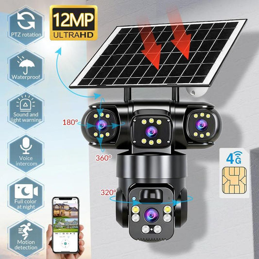 ☀️🔋 50% KORTING! Stop met het opladen van losse camera’s! Deze 6K 9MP PTZ-bewaker met zonnepaneel en accu kijkt met 3 lenzen tegelijk, zoomt 10x in, en laat boeven schrikken met een sirene – 24/7 gratis stroom!