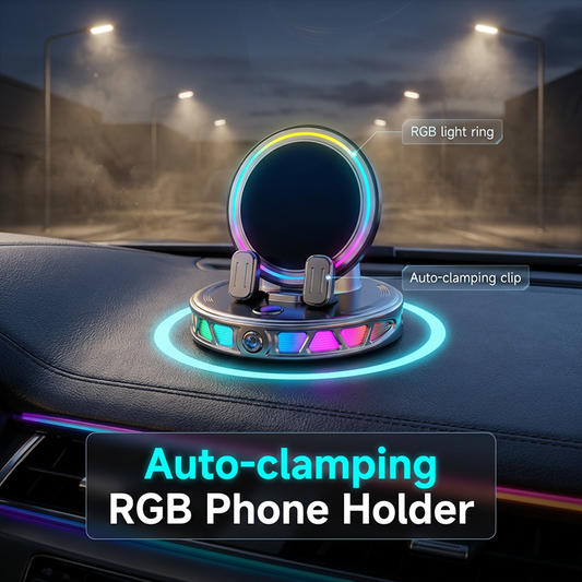 📱🌈 50% KORTING! Klik, klem, klaar! Deze RGB-houder grijpt je telefoon automatisch vast, laadt hem draadloos op, en geeft een lichtshow die je dashboard omtovert tot een party-dj. Nooit meer prutsen met klemmetjes!