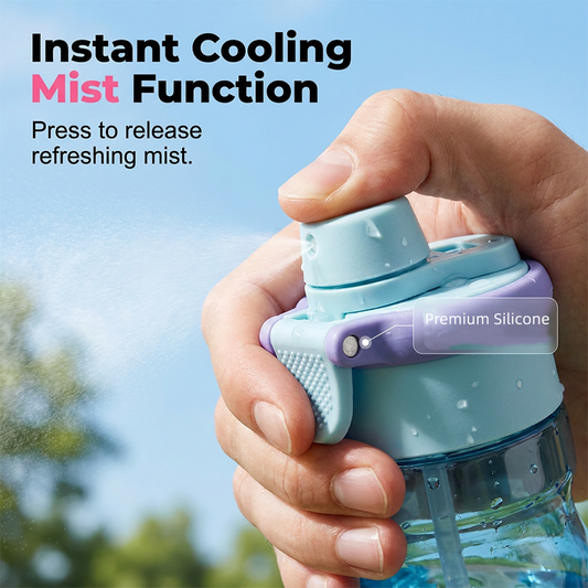 🥵➡️❄️ 50% KORTING! Drinken terwijl je gezicht een koel regenbuitje krijgt! Deze fles geeft je water én een mistwolk – alsof je een airco in je hand hebt tijdens het sporten!