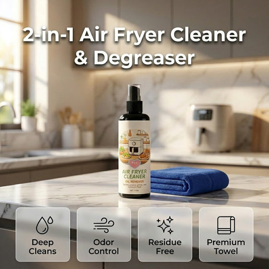 🍟✨ 50% KORTING! Alsof je een magische spons hebt die al het aangekoekte vet uit je airfryer zuigt zonder te krassen! Spray, veeg, en hij glimt als nieuw – geen schrobben, geen zweet.