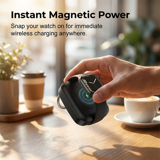 ⌚✨ 50% KORTING! Compact, magnetisch, en past aan je sleutelbos. Deze 1200mAh powerbank laadt je horloge razendsnel op – van noodgeval tot volledige werkdag.
