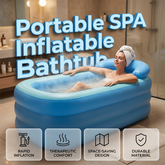🛁🏕️ 50% KORTING! Geen verbouwing, geen loodgieter. Dit compacte opblaasbare bad met ingebouwd kussen en isolatie tovert elke kamer of tuin om tot je persoonlijke spa.