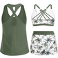 👙✨ 50% KORTING! Tanktop, bikinitop én shorts in 1 set. Criss-cross rug, tummy control, en sneldrogende stof – jij bepaalt hoe je straalt op het strand!