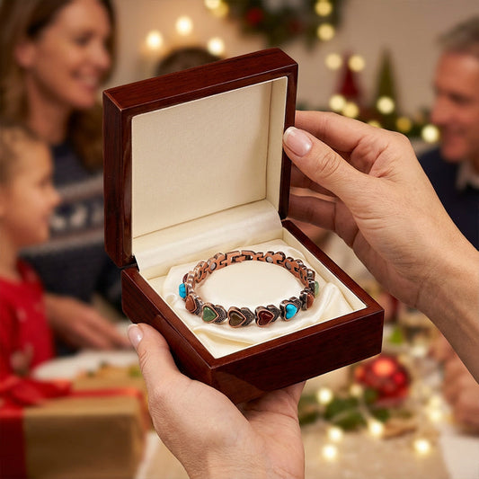 📿✨ 50% KORTING! Nooit meer een saaie armband! Dé magnetische steenarmband met antiek koper en levendige turkoois & koraal – voor elke outfit en elk moment.