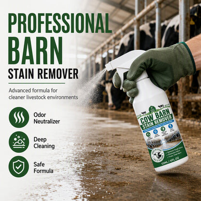 🥳UITVERKOOP 2026🥳 💞50.000+ VERKOCHT! 🐄✨ 50% KORTING! Vlekverwijderingsspray voor stallen – Professionele formule verwijdert vuil, vlekken & aanslag. Verfrist stal en erf – gewoon opspuiten en afvegen! 🧹💪