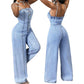 👗💙 Denim jumpsuit | Hoge taille & wijde pijpen | Verstelbare spaghettibandjes | Elastische rug | Premium stretch denim | 50% KORTING!
