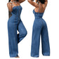 👗💙 Denim jumpsuit | Hoge taille & wijde pijpen | Verstelbare spaghettibandjes | Elastische rug | Premium stretch denim | 50% KORTING!