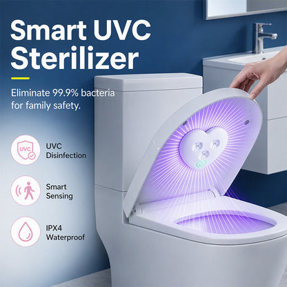 🚽📏 UVC-toiletsterilisator | Slimme sensor | Hartvormig design | 83×75×24,5 mm | Wit/roze | Type-C oplaadbaar | 50% KORTING!