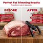 🥩🔪 50% KORTING! Nooit meer worstelen met taai vet! Deze vettrimmer met U-vormige houder en RVS-mes snijdt alleen het vet weg en laat al je malse vlees zitten – veilig, scherp en in seconden schoon!