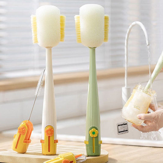🧼✨ 50% KORTING! Nooit meer vieze flessen of schimmel! Deze 5-in-1 flesborstelset met spons-, rietjes- en randborstel droogt snel, krult niet en houdt alles hygiënisch!