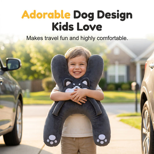 🚗💤 50% KORTING! Nooit meer een knikkend kinderhoofd in de auto! Dit H-vormige nekkussen met gordelsleuf en verstelbare hoofdsteunband houdt hoofd en nek stabiel – zacht pluche, schattig design. Veilig slapen, veilig rijden!