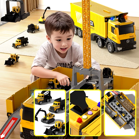 🚛🏗️ 50% KORTING! Nooit meer een saaie speelhoek! Deze grote vrachtwagen-speelset met 4 sets, elektronische toren en opvouwbaar design maakt van elke kamer een bouwplaats – ABS sterk, BPA-vrij en klaar voor ruw speelplezier!