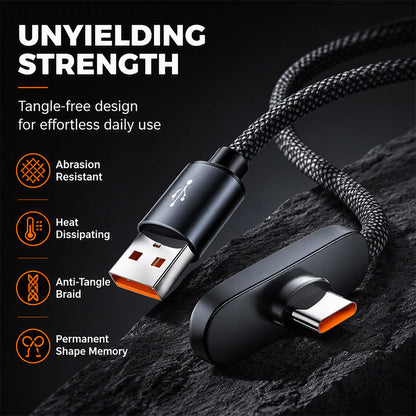 🎮🔌 50% KORTING! Nooit meer een kabel in je hand tijdens het gamen! Deze 90° USB-A naar USB-C kabel met 100W snelladen houdt de stekker strak langs je toestel – gevlochten, versterkt en klaar voor elke sessie!