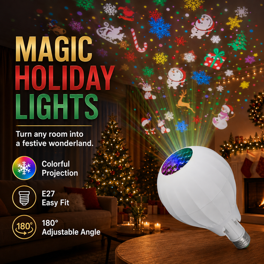 🎄✨ 50% KORTING! Tover je kamer in kerstsfeer – deze draaiende projectorlamp projecteert 16 feestelijke patronen op muur en plafond. E27, RGB LED, 180° verstelbare kop. Geen extra ruimte nodig!