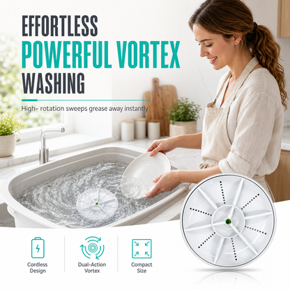 ⚡💦 50% KORTING! Nooit meer handmatig afwassen of twijfelen of je fruit wel schoon is! Deze mini ultrasone draadloze vaatwasser reinigt met vortex en microbubbels – overal inzetbaar!