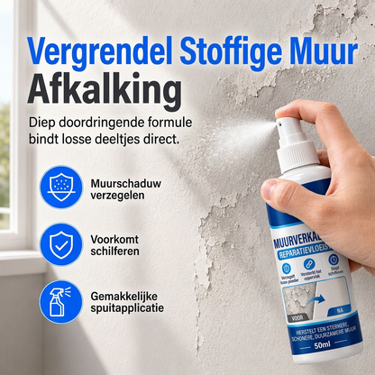 🖌️🧱 50% KORTING! Nooit meer afbrokkelende of kalkende muren! Deze vloeibare muurreparatie & verharder zuigt losse deeltjes vast en maakt je muur weer stevig – gewoon met de verfroller!