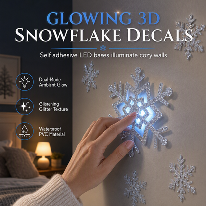 💥🎁 Van gewone kamer naar betoverende winterse sfeer – deze glow-in-the-dark sneeuwvlokstickers met zilveren glitter en blauwgroen licht zijn het ultieme kerstcadeau!