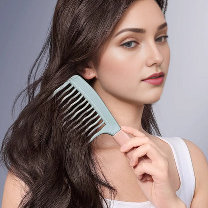 💇‍♀️💥 50% KORTING! Nooit meer pijnlijk trekken of pluizen bij krullend haar! Deze dubbele-rij ontwarrende kam glijdt moeiteloos door klitten – ook nat én droog!