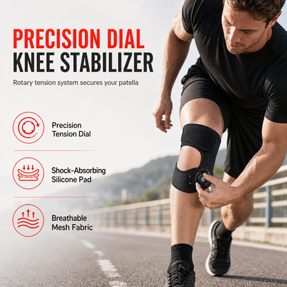 🦵 Stop met hinken na het sporten! Draai de knop, zet de siliconen stabilisator vast en ren zonder zorgen. Voor knieën die niet willen opgeven.