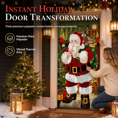 🎄🚪 50% KORTING! Nooit meer een fladderende, verkreukelde deurbanner! Deze kerstdeurhoes met thermische print en dik polyester geeft je voordeur in seconden een sprankelende kerstlook!