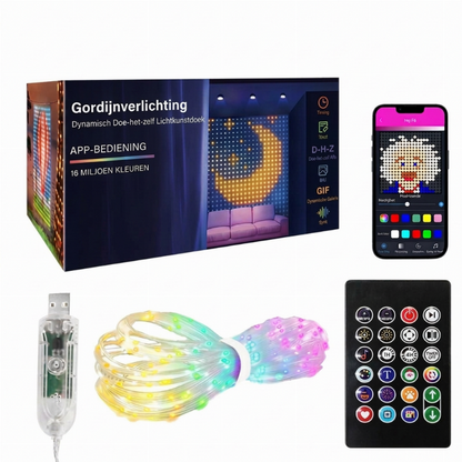 💥🌈 50% KORTING! Van gewone lichtjes naar een spectaculaire lichtshow! Teken patronen, voeg tekst of foto's toe en laat de kleuren dansen op de muziek – waterdicht & USB-gevoed!