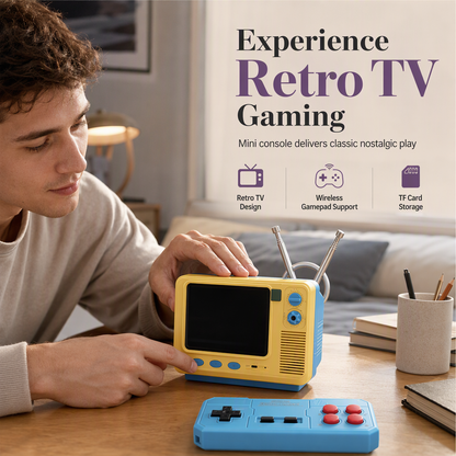 🎮 Game én stijlvolle decoratie: deze mini retro console fleurt je bureau op--✅ GV300S retro game console – wireless controller, TV-aansluiting, 300+ klassieke spellen