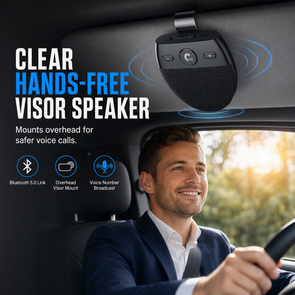 🚗🔊 Nooit meer je telefoon vasthouden! Deze zonneklep-luidspreker schakelt automatisch in zodra je instapt – handenvrij bellen, gesproken meldingen, 500 uur reservetijd.